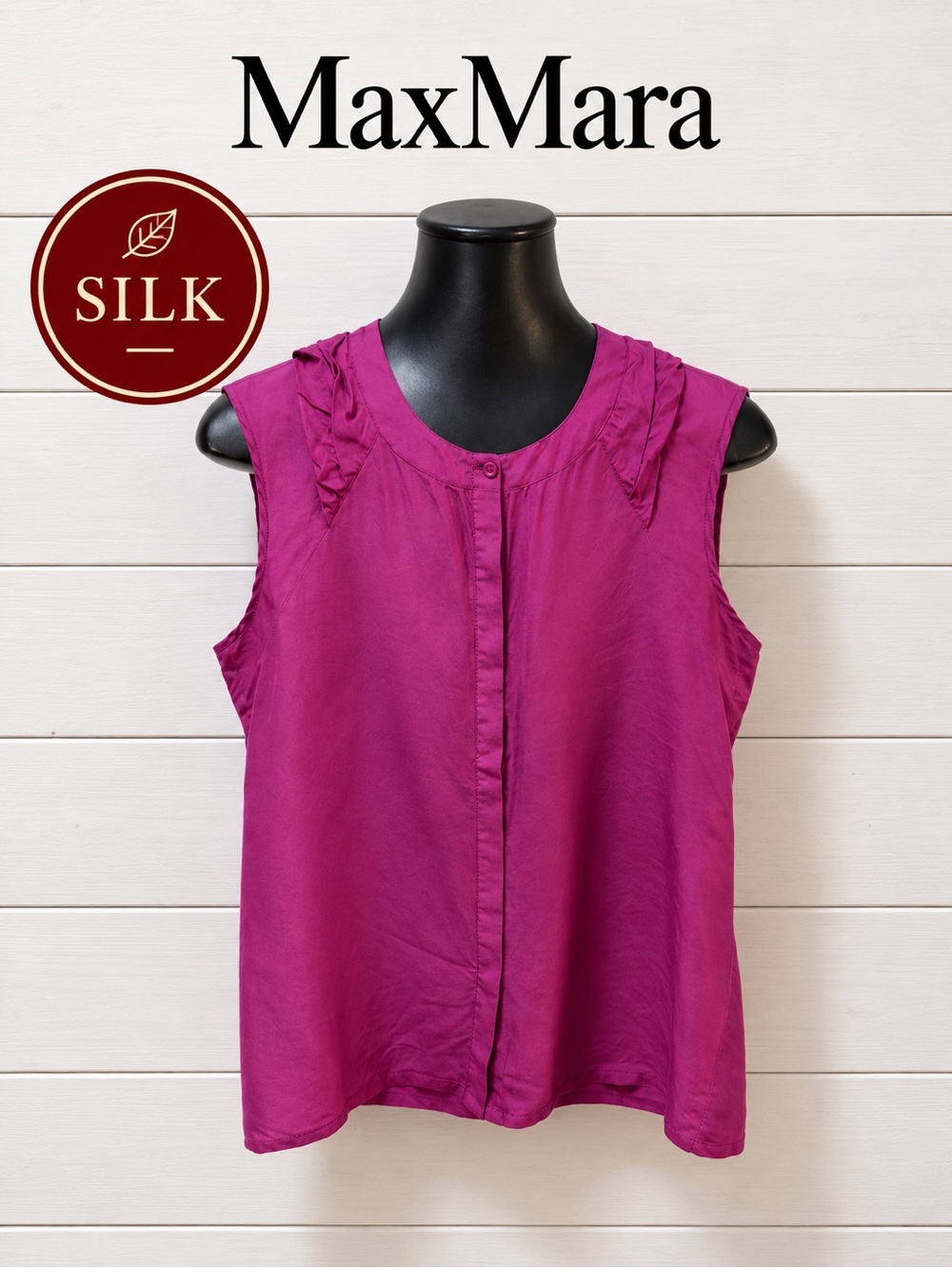 WEEKEND MAX MARA pink  Sleeveless Top – Size M/L – Front 100% Silk